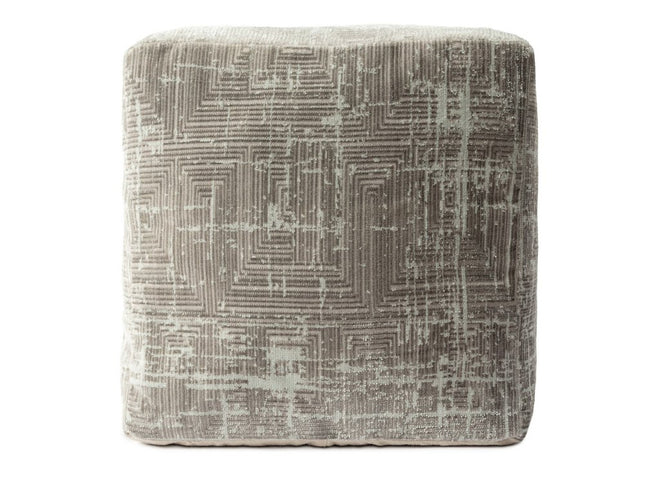18" Gray Geometric Pouf Ottoman