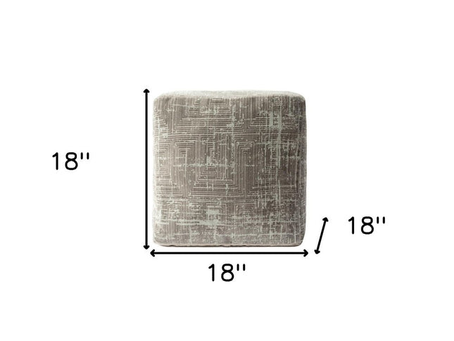 18" Gray Geometric Pouf Ottoman