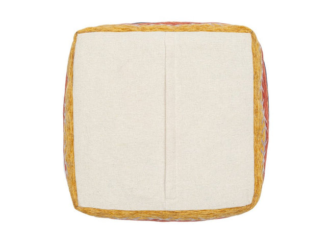 18" Blue And Orange Polyester Blend Striped Pouf Ottoman