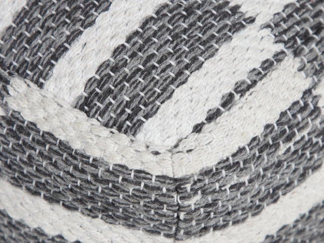 18" Gray Cotton Geometric Pouf Ottoman