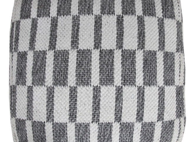 18" Gray Cotton Geometric Pouf Ottoman