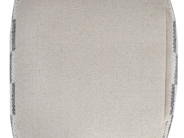 18" Gray Cotton Geometric Pouf Ottoman