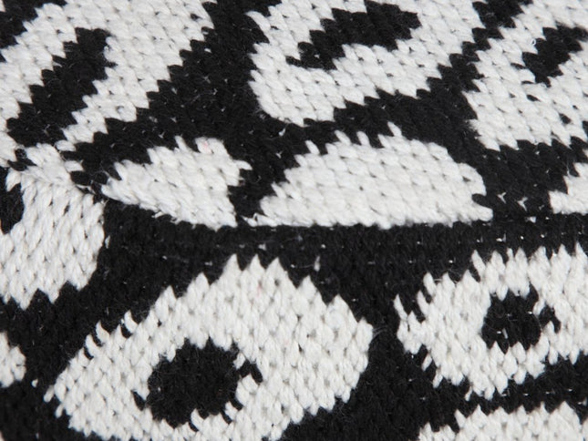 18" Black Cylinder Abstract Pouf Ottoman