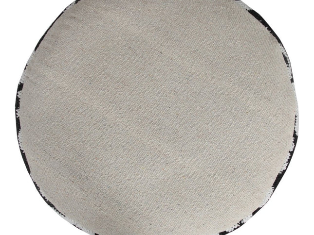 18" Black Cylinder Abstract Pouf Ottoman