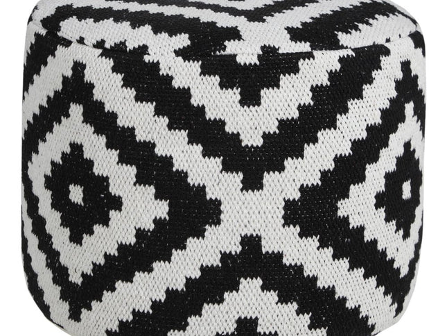 18" Black Cylinder Geometric Pouf Ottoman