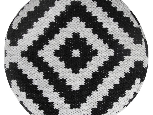 18" Black Cylinder Geometric Pouf Ottoman