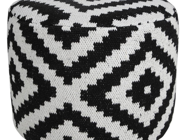 18" Black Cylinder Geometric Pouf Ottoman