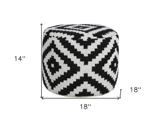 18" Black Cylinder Geometric Pouf Ottoman