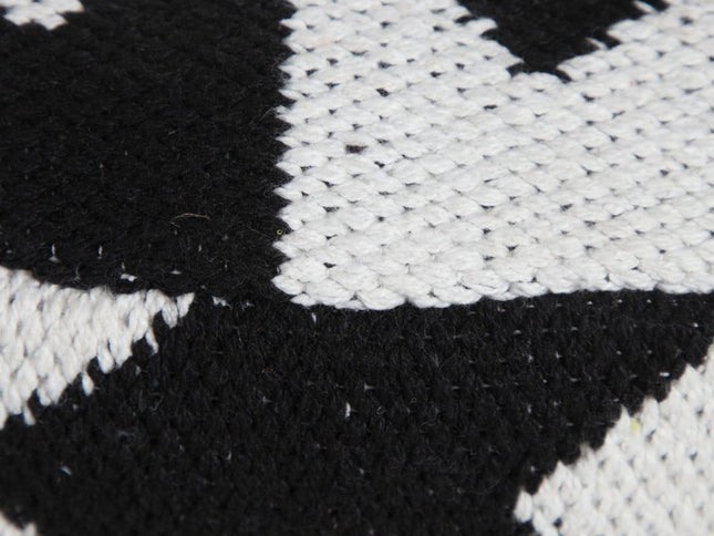 18" Black Cylinder Chevron Pouf Ottoman