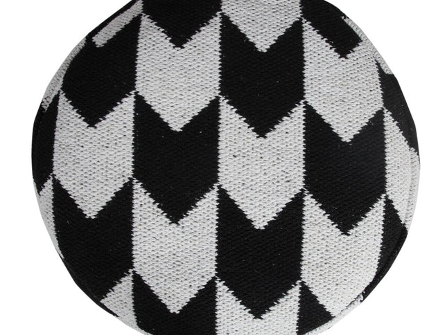 18" Black Cylinder Chevron Pouf Ottoman