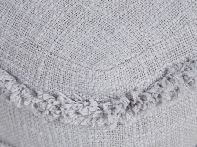 18" Cream Cotton Tufted Cube Striped Pouf Ottoman