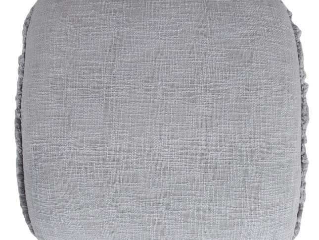 18" Cream Cotton Tufted Cube Striped Pouf Ottoman