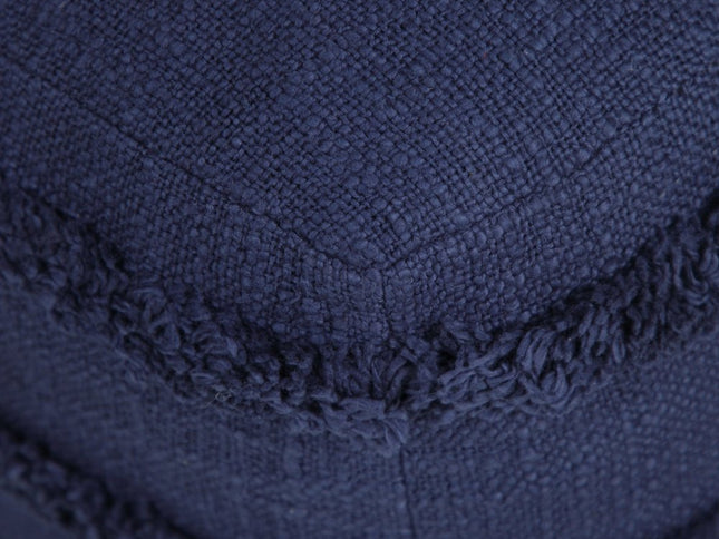 18" Cream Cotton Tufted Cube Striped Pouf Ottoman