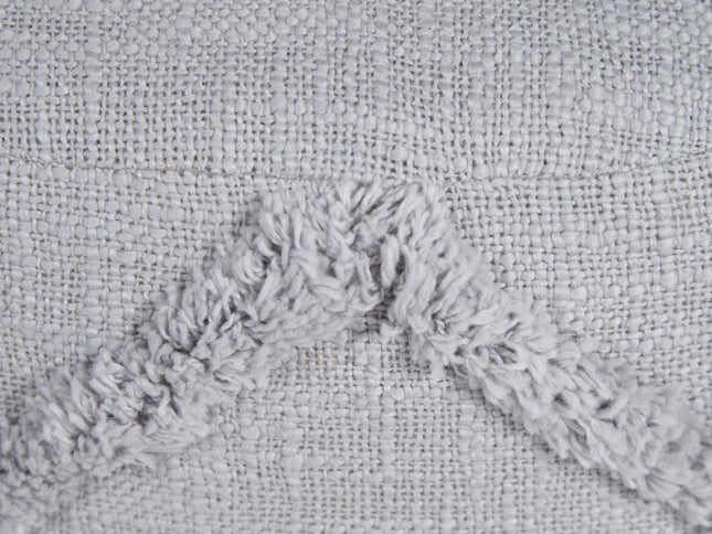 18" Brown Cotton Cylinder Geometric Pouf Ottoman