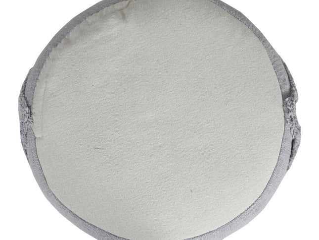 18" Brown Cotton Cylinder Geometric Pouf Ottoman