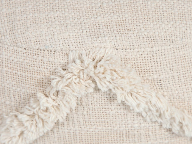 18" Brown Cotton Cylinder Geometric Pouf Ottoman