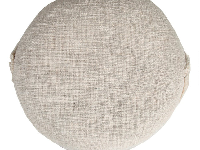 18" Brown Cotton Cylinder Geometric Pouf Ottoman