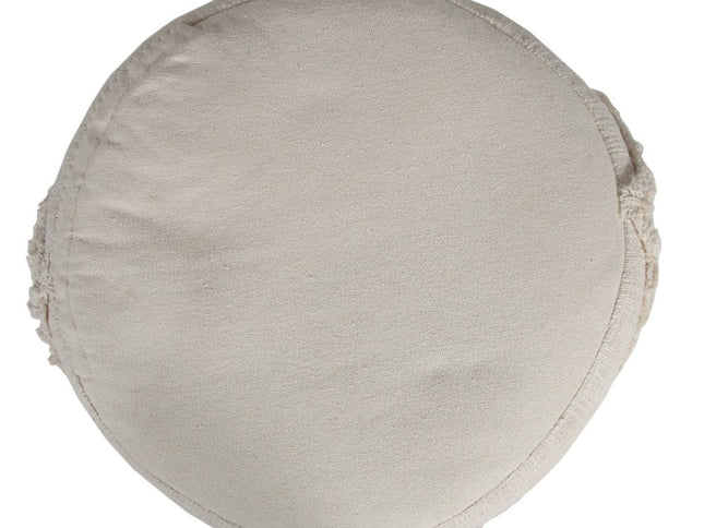 18" Brown Cotton Cylinder Geometric Pouf Ottoman