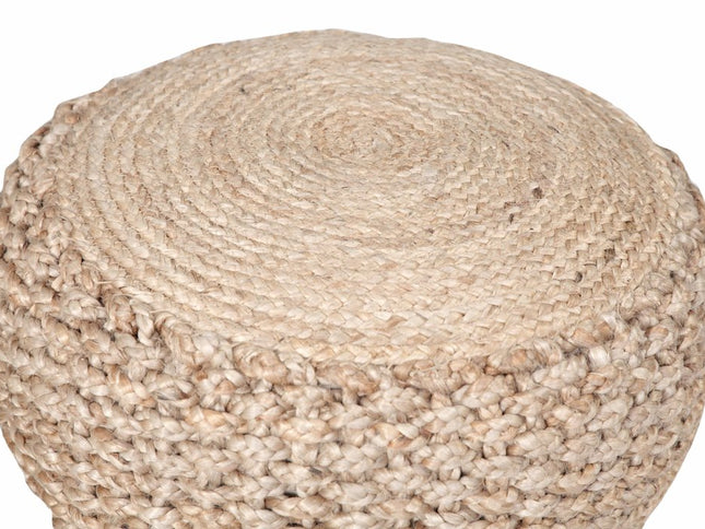 20" Tan Round Geometric Pouf Ottoman