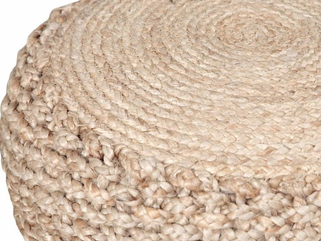 20" Tan Round Geometric Pouf Ottoman