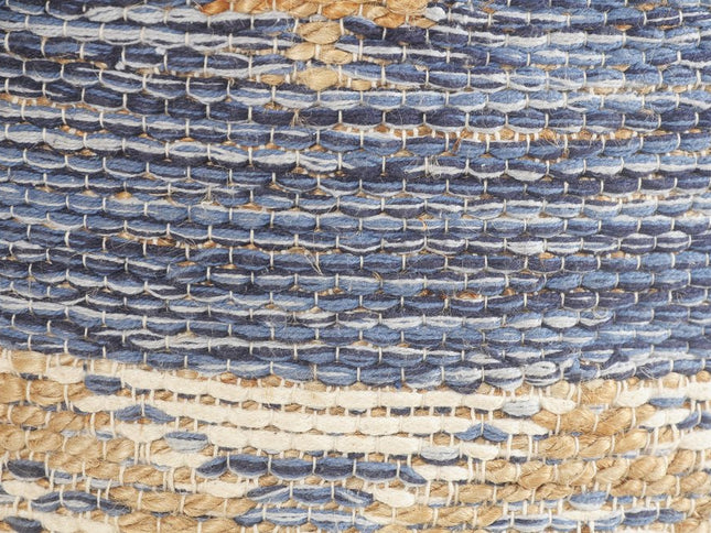 18" Blue Cylinder Geometric Pouf Ottoman