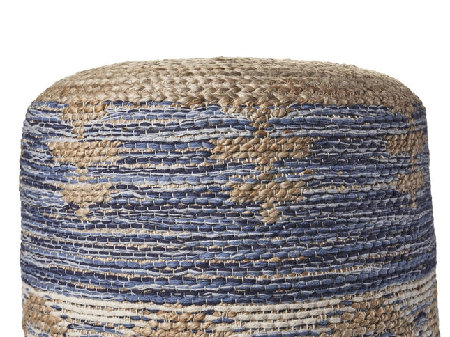 18" Blue Cylinder Geometric Pouf Ottoman