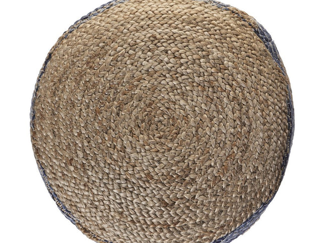 18" Blue Cylinder Geometric Pouf Ottoman