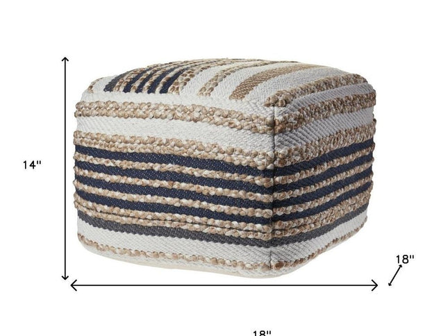 18" Tan Geometric Pouf Ottoman