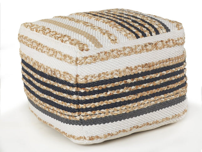 18" Tan Geometric Pouf Ottoman