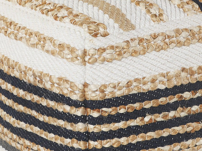 18" Tan Geometric Pouf Ottoman