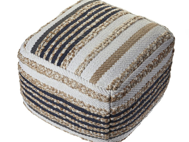 18" Tan Geometric Pouf Ottoman