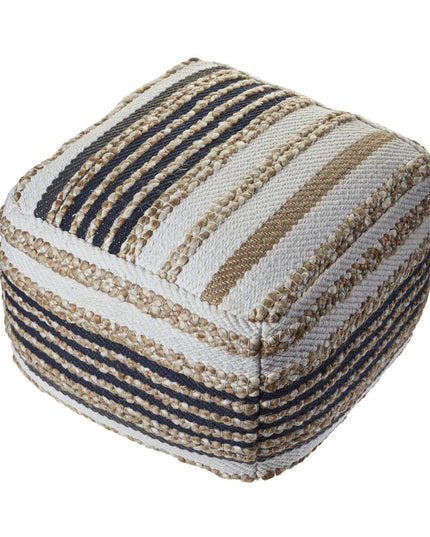 18" Tan Geometric Pouf Ottoman