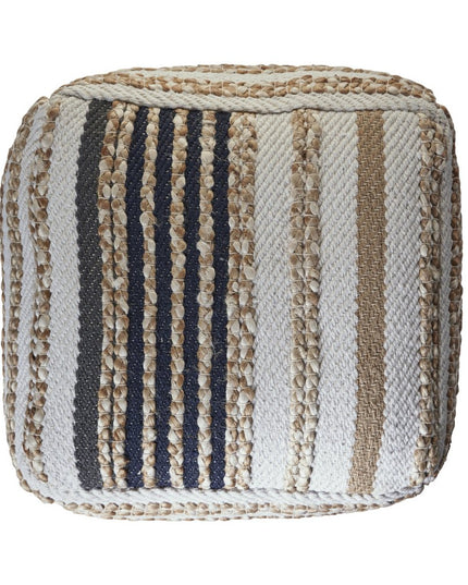 18" Tan Geometric Pouf Ottoman