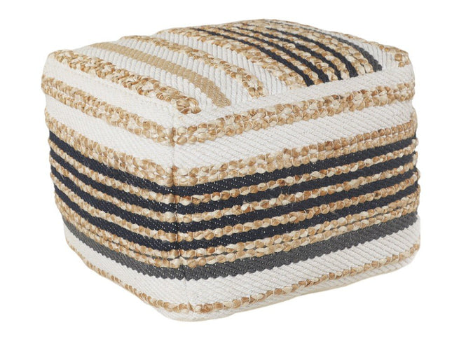 18" Tan Geometric Pouf Ottoman