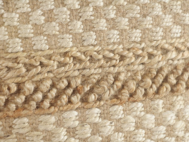 18" Tan Striped Pouf Ottoman