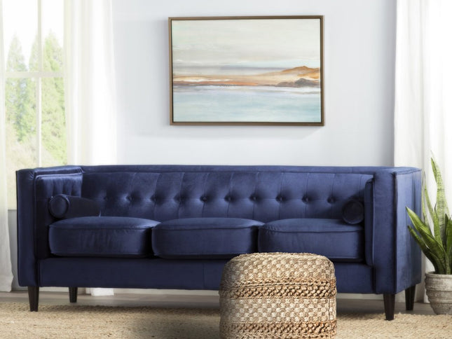 18" Tan Striped Pouf Ottoman