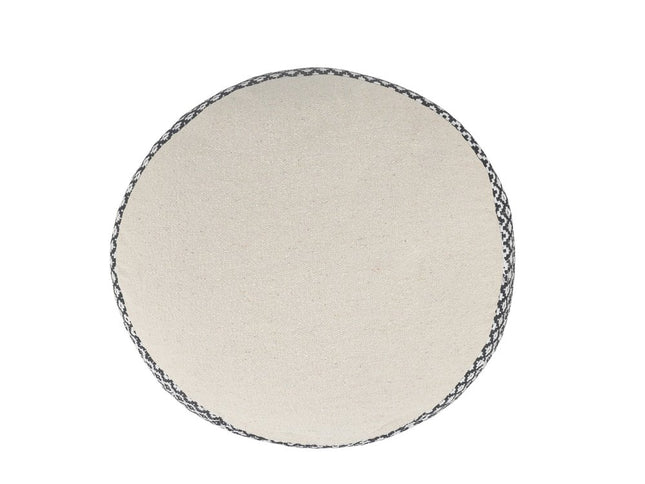 18" Black Cotton Cylinder Geometric Pouf Ottoman