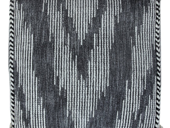 18" Gray Cotton Striped Pouf Ottoman