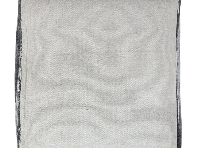 18" Gray Cotton Striped Pouf Ottoman