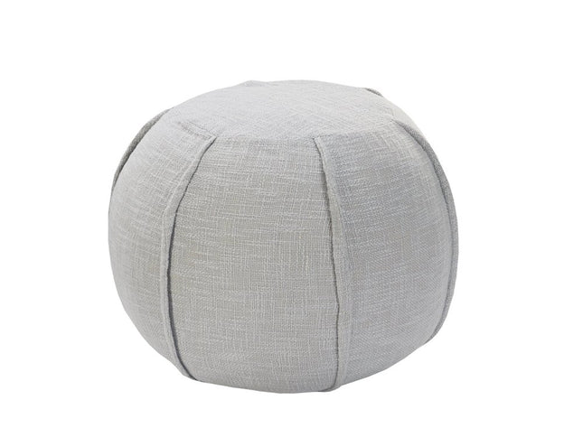 18" Gray Cotton Round Patchwork Pouf Ottoman