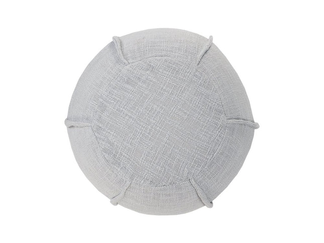 18" Gray Cotton Round Patchwork Pouf Ottoman