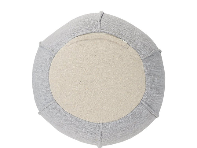 18" Gray Cotton Round Patchwork Pouf Ottoman