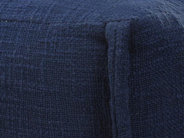 18" Blue Cotton Patchwork Pouf Ottoman