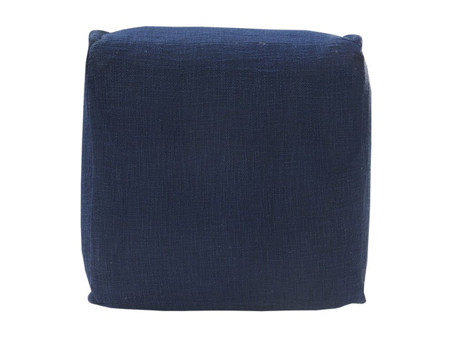 18" Blue Cotton Patchwork Pouf Ottoman