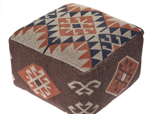 18" Brown Tribal Pouf Ottoman