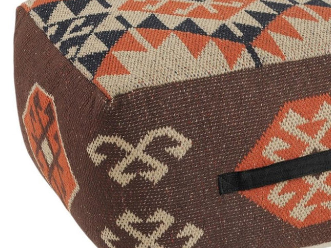 18" Brown Tribal Pouf Ottoman