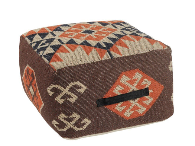 18" Brown Tribal Pouf Ottoman