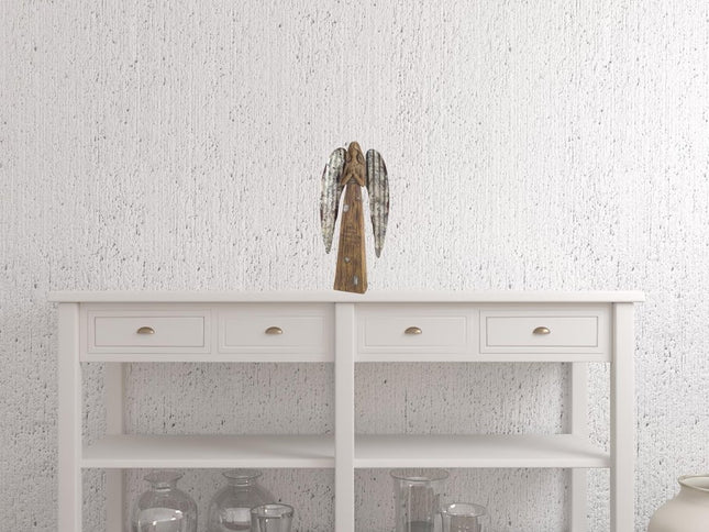 Set Of Two 14" Brown Polyresin Angel Figurine