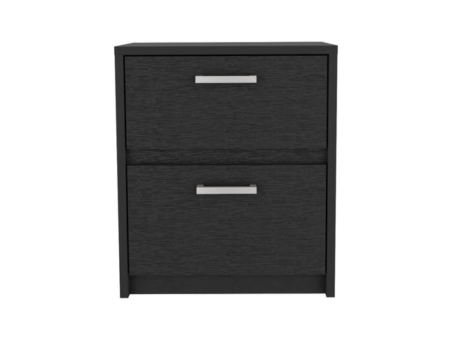 19" Black Wood Two Drawer Nightstand
