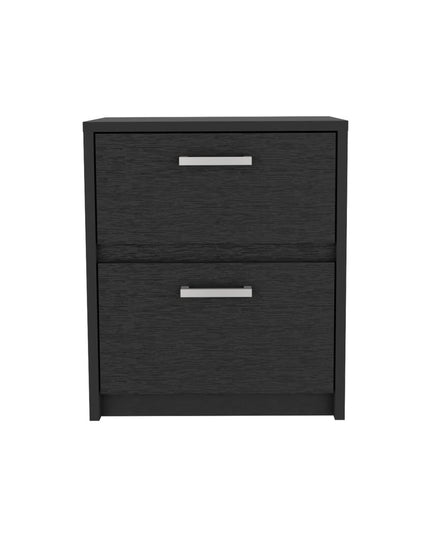 19" Black Wood Two Drawer Nightstand